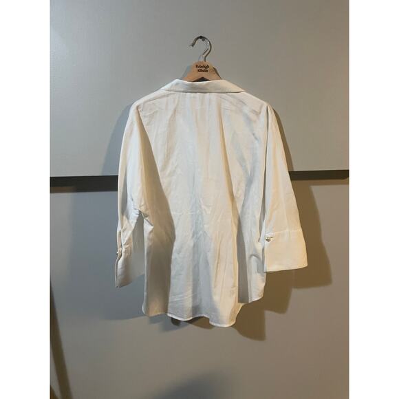 Tuckernuck Blanc Willow Blouse SZ XS Pearl Button Cotton 3/4 Sleeve White Tunic - Picture 12 of 12